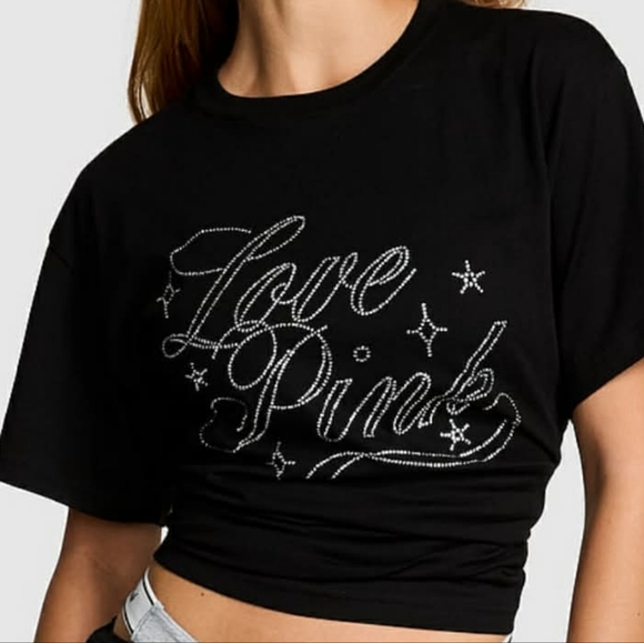 PINK Campus Cotton Bling Tee Size Extra Large NWT - Picture 7 of 9